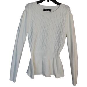 DO +‎ BE Cream Peplum Sweater Size Small